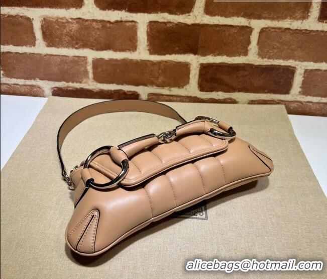 Famous Brand Gucci Horsebit Chain Small Shoulder bag in Quilted Leather 764339 Rose Beige 2023