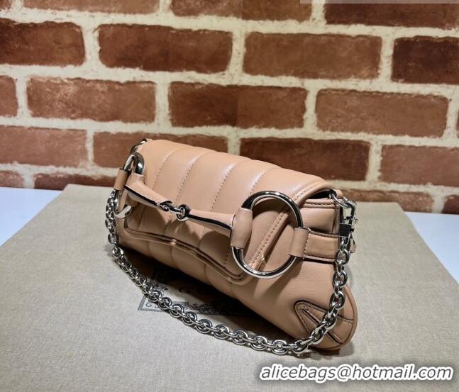 Famous Brand Gucci Horsebit Chain Small Shoulder bag in Quilted Leather 764339 Rose Beige 2023