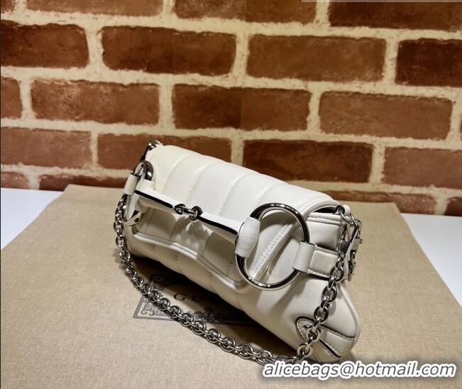 Promotional Gucci Horsebit Chain Small Shoulder bag in Quilted Leather 764339 White 2023