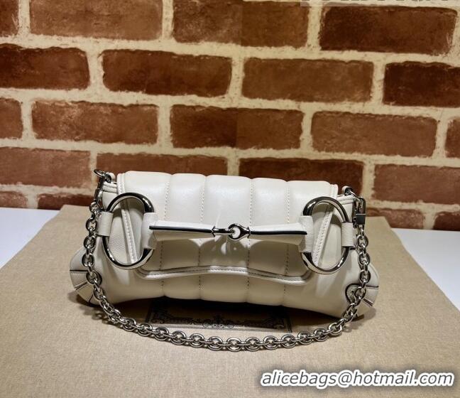 Promotional Gucci Horsebit Chain Small Shoulder bag in Quilted Leather 764339 White 2023