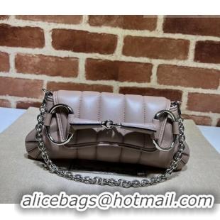 Top Quality Gucci Horsebit Chain Small Shoulder bag in Quilted Leather 764339 Dusty Pink 2023