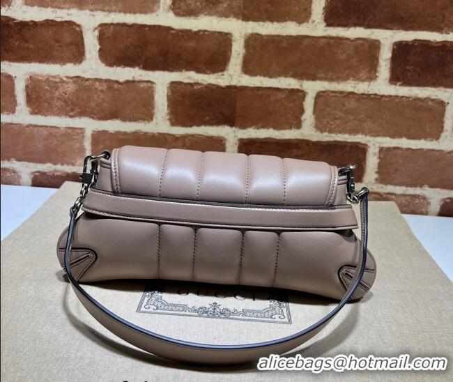 Top Quality Gucci Horsebit Chain Small Shoulder bag in Quilted Leather 764339 Dusty Pink 2023