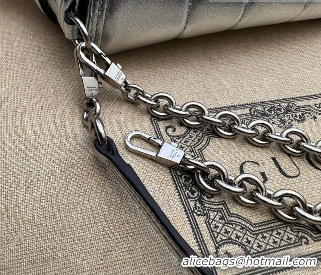 Top Quality Gucci Horsebit Chain Small Shoulder bag in Quilted Leather 764339 Silver 2023