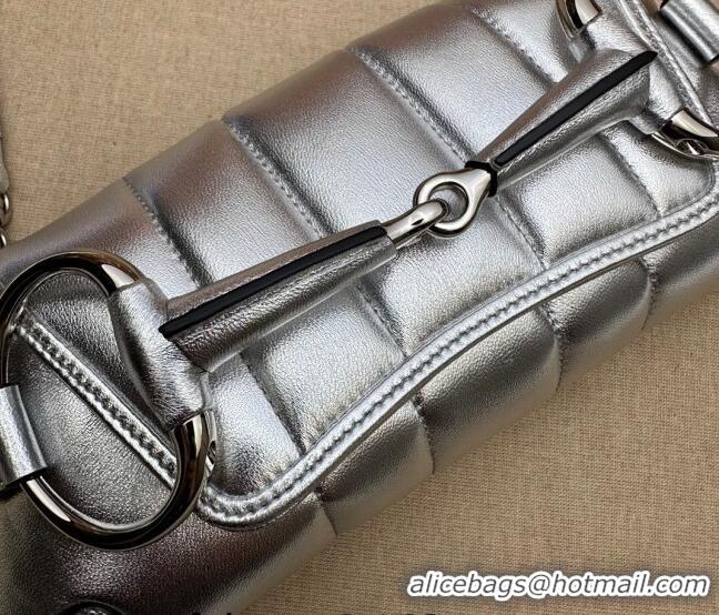 Top Quality Gucci Horsebit Chain Small Shoulder bag in Quilted Leather 764339 Silver 2023