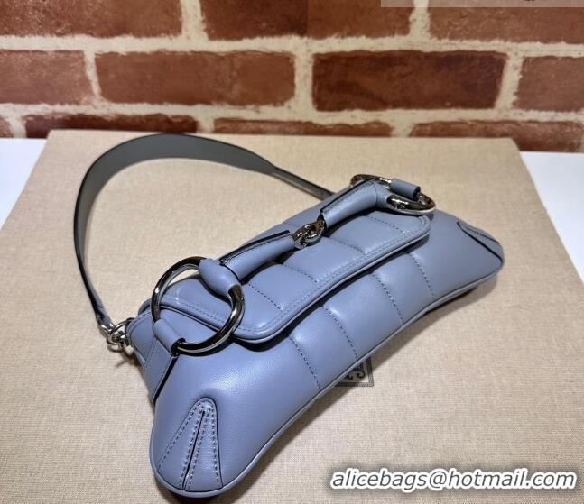 Super Quality Gucci Horsebit Chain Small Shoulder bag in Quilted Leather 764339 Cloud Grey 2023