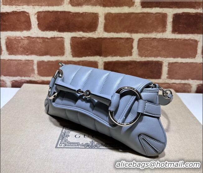 Super Quality Gucci Horsebit Chain Small Shoulder bag in Quilted Leather 764339 Cloud Grey 2023