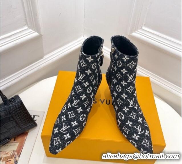 Most Popular Louis Vuitton Sparkle Heel Ankle Boots 6.5cm in Monogram Denim Black 918042