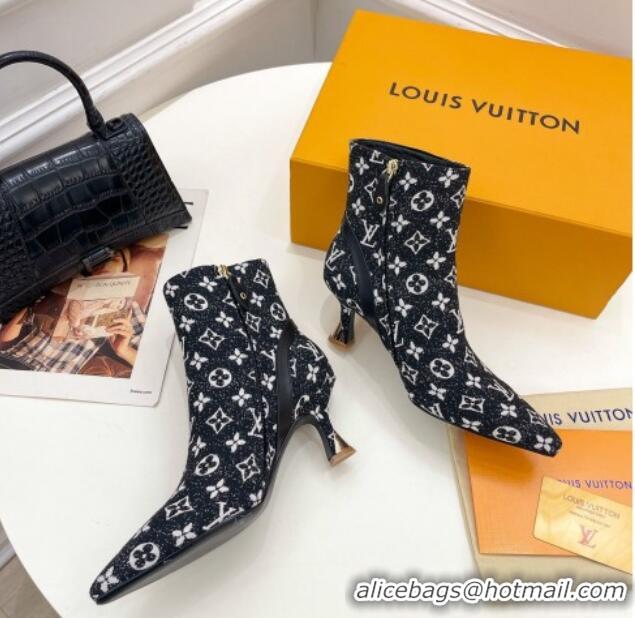 Most Popular Louis Vuitton Sparkle Heel Ankle Boots 6.5cm in Monogram Denim Black 918042