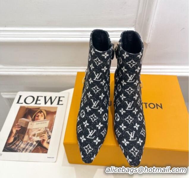 Most Popular Louis Vuitton Sparkle Heel Ankle Boots 6.5cm in Monogram Denim Black 918042