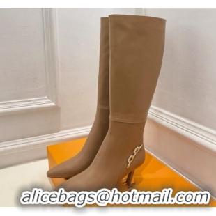 Good Taste Louis Vuitton Sparkle Heel High Boots 6.5cm in Leather Brown 918044