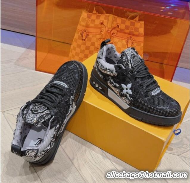 Low Price Louis Vuitton LV Skate Sneakers in Crystals and Denim Black 926112