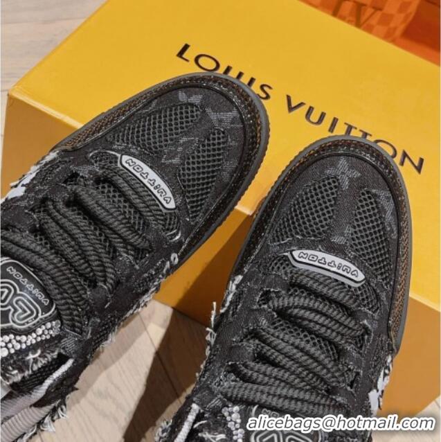 Low Price Louis Vuitton LV Skate Sneakers in Crystals and Denim Black 926112