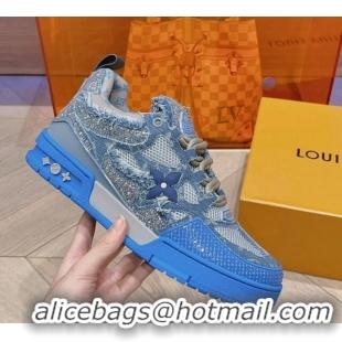 Most Popular Louis Vuitton LV Skate Sneakers in Crystals and Denim Blue 926113