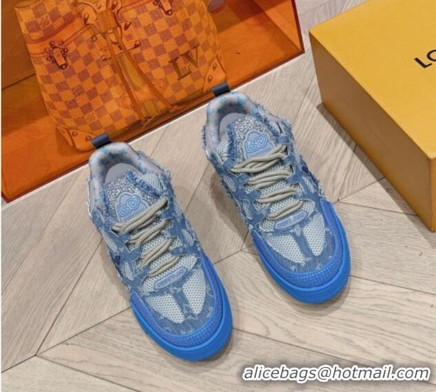 Most Popular Louis Vuitton LV Skate Sneakers in Crystals and Denim Blue 926113