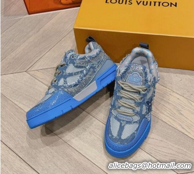 Most Popular Louis Vuitton LV Skate Sneakers in Crystals and Denim Blue 926113