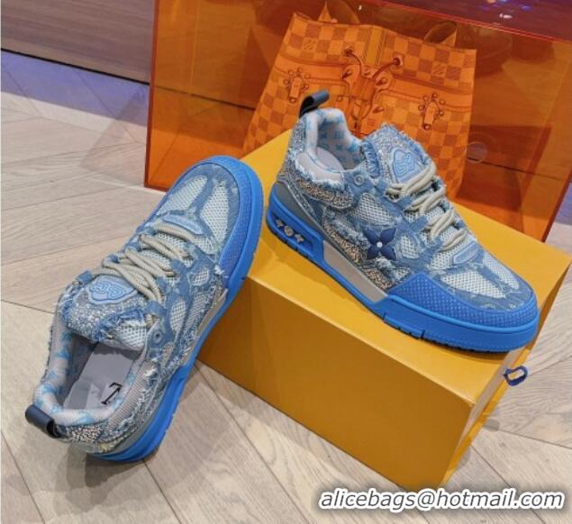 Most Popular Louis Vuitton LV Skate Sneakers in Crystals and Denim Blue 926113