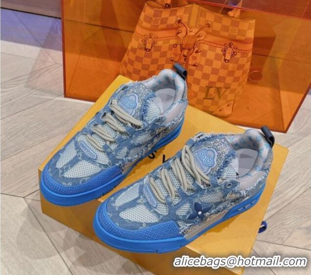 Most Popular Louis Vuitton LV Skate Sneakers in Crystals and Denim Blue 926113