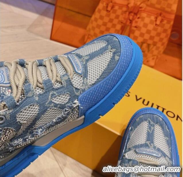 Most Popular Louis Vuitton LV Skate Sneakers in Crystals and Denim Blue 926113