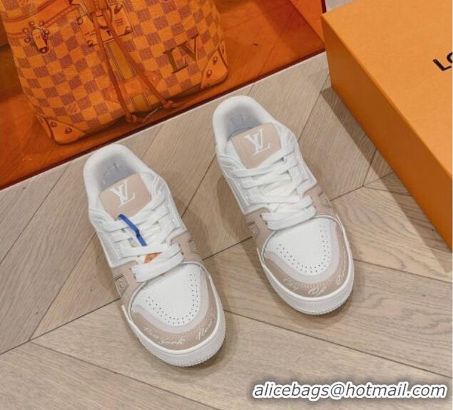 Reasonable Price Louis Vuitton LV Trainer Sneakers in Leather Nude 926116