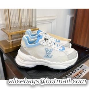 Popular Style Louis Vuitton Run 55 Sneakers in Mesh Light Blue 1ABVI8