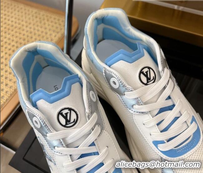 Popular Style Louis Vuitton Run 55 Sneakers in Mesh Light Blue 1ABVI8