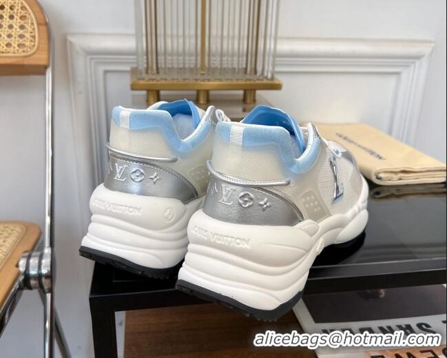 Popular Style Louis Vuitton Run 55 Sneakers in Mesh Light Blue 1ABVI8