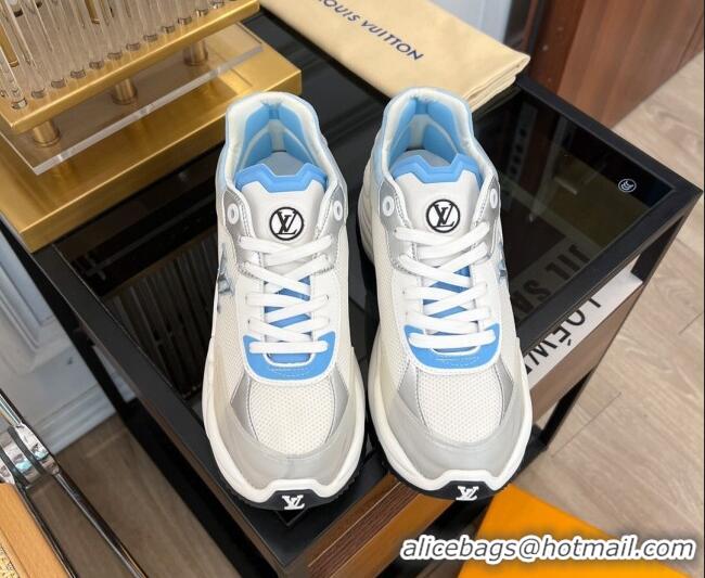 Popular Style Louis Vuitton Run 55 Sneakers in Mesh Light Blue 1ABVI8