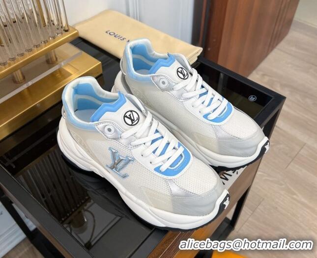 Popular Style Louis Vuitton Run 55 Sneakers in Mesh Light Blue 1ABVI8