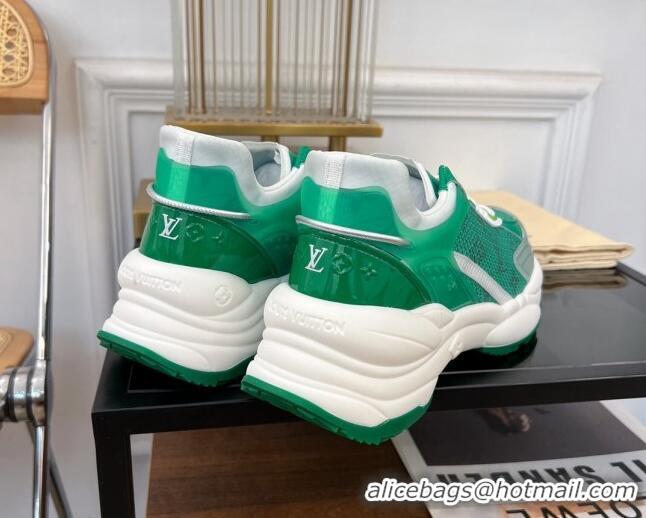 Top Grade Louis Vuitton Run 55 Sneakers in Monogram Denim Green 926121