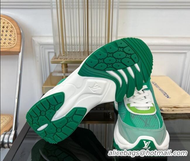 Top Grade Louis Vuitton Run 55 Sneakers in Monogram Denim Green 926121