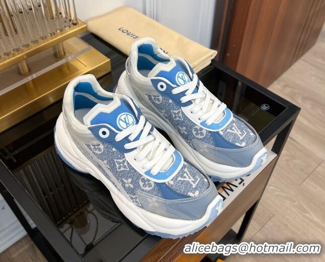 Pretty Style Louis Vuitton Run 55 Sneakers in Monogram Denim Blue 926122