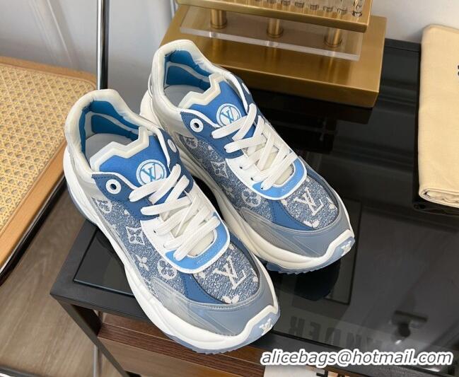 Pretty Style Louis Vuitton Run 55 Sneakers in Monogram Denim Blue 926122