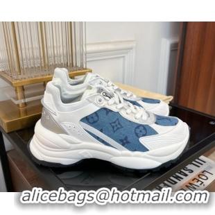 Top Design Louis Vuitton Run 55 Sneakers in Monogram Denim Blue 926123