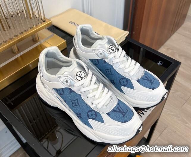 Top Design Louis Vuitton Run 55 Sneakers in Monogram Denim Blue 926123