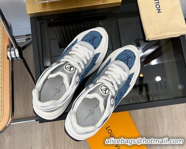 Top Design Louis Vuitton Run 55 Sneakers in Monogram Denim Blue 926123