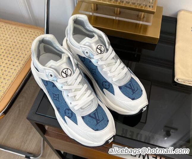 Top Design Louis Vuitton Run 55 Sneakers in Monogram Denim Blue 926123