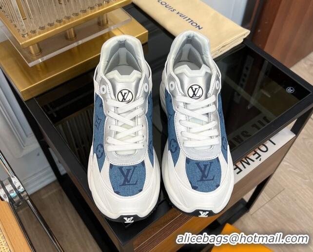 Top Design Louis Vuitton Run 55 Sneakers in Monogram Denim Blue 926123