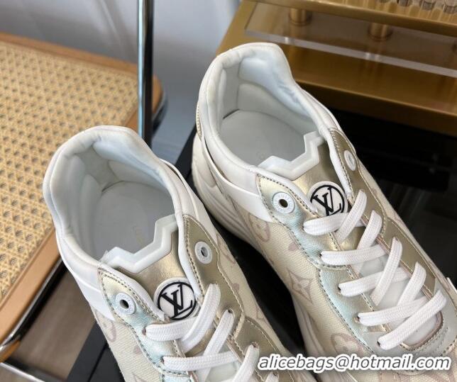 Shop Duplicate Louis Vuitton Run 55 Sneakers in Monogram Denim Light Yellow 926124