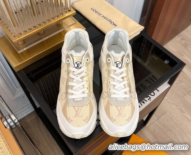 Shop Duplicate Louis Vuitton Run 55 Sneakers in Monogram Denim Light Yellow 926124