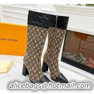 Best Product Louis Vuitton Monogram Leather and Velvet Medium Boots 9.5cm Brown 012104