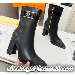 Good Product Louis Vuitton Monogram Canvas and Leather Ankle Boots 9.5cm Black 012112