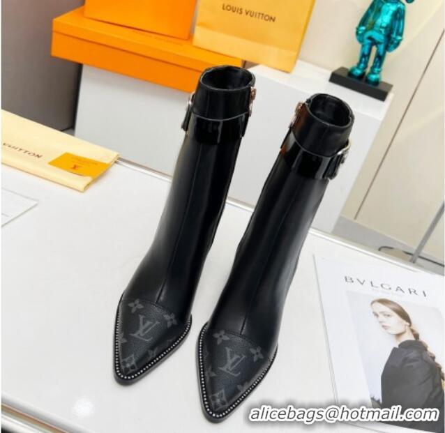 Good Product Louis Vuitton Monogram Canvas and Leather Ankle Boots 9.5cm Black 012112