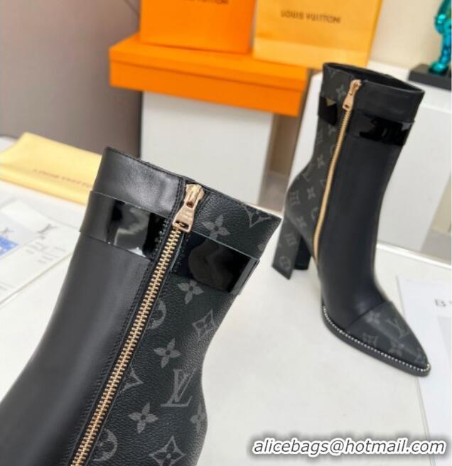 Good Product Louis Vuitton Monogram Canvas and Leather Ankle Boots 9.5cm Black 012112