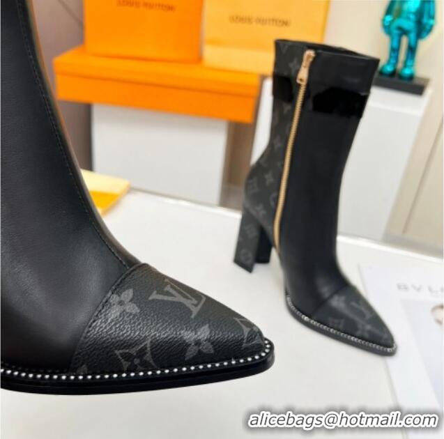 Good Product Louis Vuitton Monogram Canvas and Leather Ankle Boots 9.5cm Black 012112