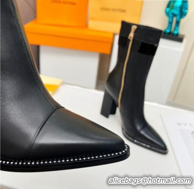 Best Price Louis Vuitton Calf Leather Ankle Boots 9.5cm Black 12113