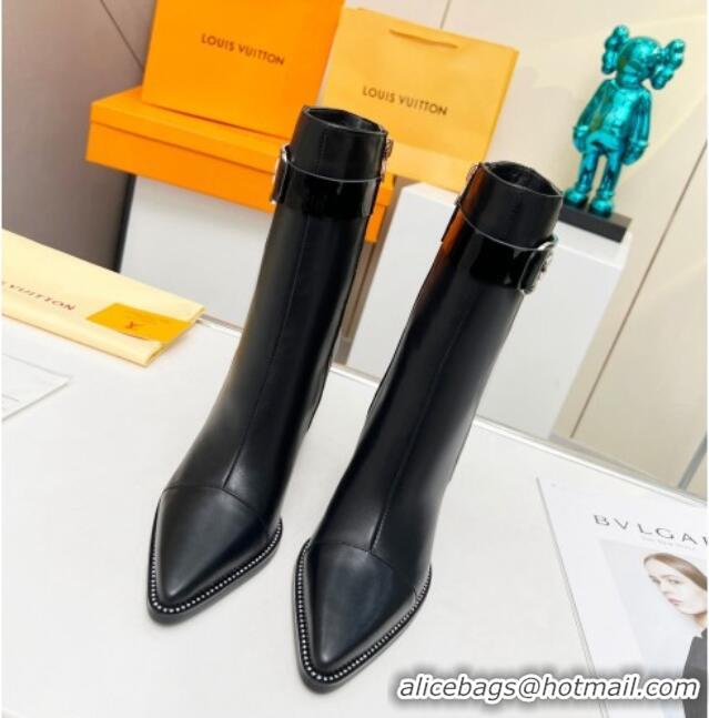 Best Price Louis Vuitton Calf Leather Ankle Boots 9.5cm Black 12113