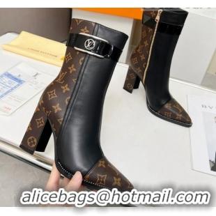 Unique Style Louis Vuitton Monogram Canvas and Leather Ankle Boots 9.5cm Brown 1012114