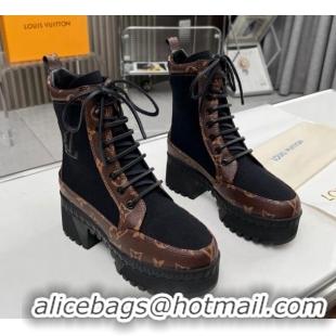 Good Looking Louis Vuitton Laureate Platform Desert Ankle Boot in Monogram Canvas and Textile 012121