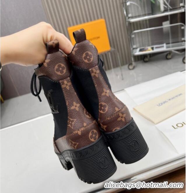 Good Looking Louis Vuitton Laureate Platform Desert Ankle Boot in Monogram Canvas and Textile 012121