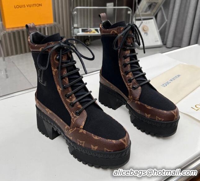 Good Looking Louis Vuitton Laureate Platform Desert Ankle Boot in Monogram Canvas and Textile 012121